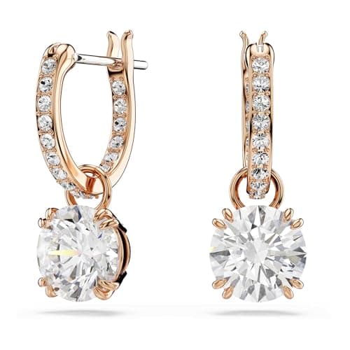 Swarovski Constella Pierced Drop Earrings, White Crystals on a Rose Gold-Tone Finish Setting, Part of the Constella Collection