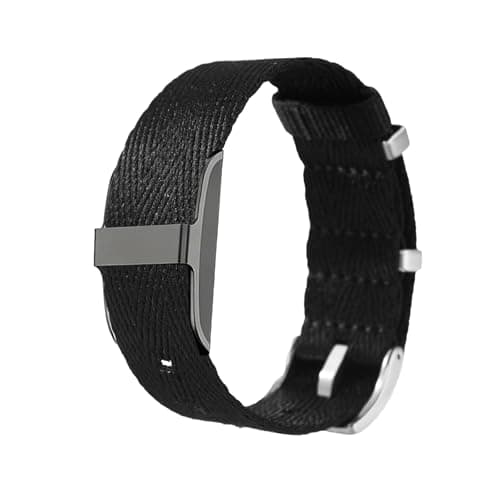 Sinbana Nylon for Hume Band, Adjustable Fitness Tracker Strap Breathable Sport Wristband Wrist Charger Bracelet with Metal Clasp for Hume Health Band (Black)