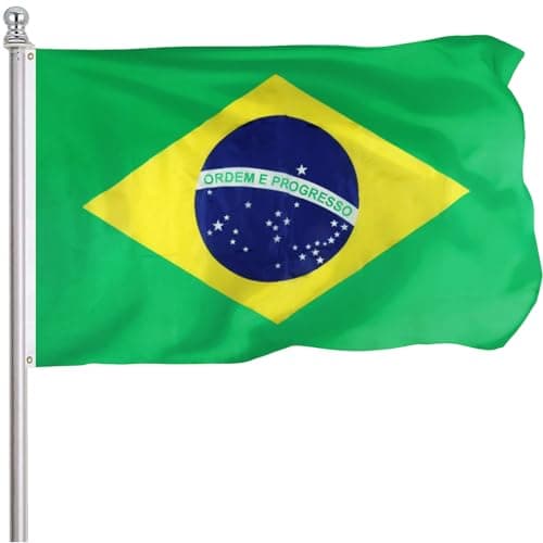 FLGCLUB Brazil Brazilian Flag 3x5 Ft Outdoor, Vibrant Color Fade Resistant Brazil Flags Polyster Double Stitched, Brazilian National Flag Canvas Header and Brass Grommets
