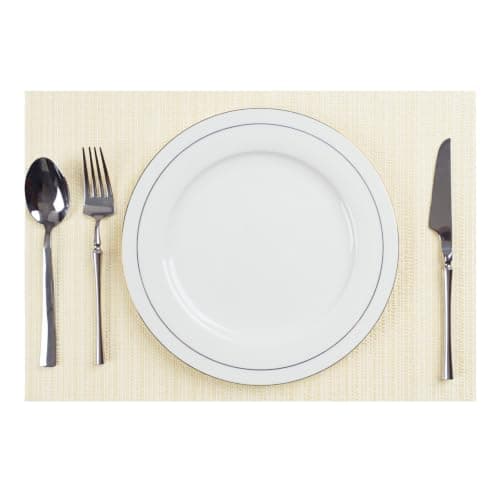 AHHFSMEI Placemats Set of 6 Washable Woven Vinyl Placemats for Dining Table Heat Resistant Non-Slip Stain Resistant Table Mats for Kitchen & Home Decor(Multi Beige,6)