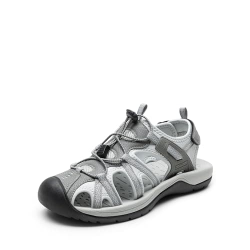 DREAM PAIRS Men's Sandals Hiking Water Sport Athletic Beach Outdoor Comfortable Casual Closed Toe Summer Sandal Shoes,Size 7,Light Grey,DMUMST2505