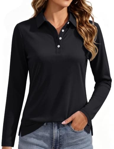MAGCOMSEN Long Sleeve Polo Shirts for Women Golf Tops with Collar Work