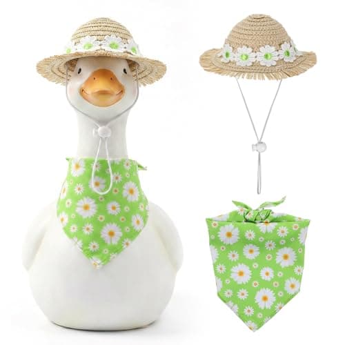 Fosaseua Summer Porch Goose Outfit Set Straw Hat & Bandana Scarf