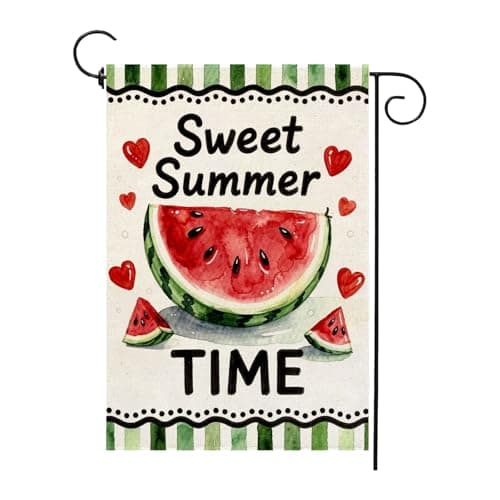 Sweet Summer Time Watermelon Garden Flag 12x18 Inch Double Sided Seasonal Holiday Burlap Pool Beach Yard Outdoor Decorations