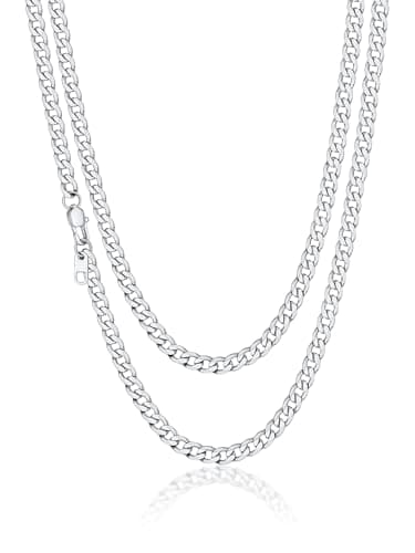 Suplight Cuban Link Chain for Men Women 4mm Stainless Steel Miami Cuban Link Chain Necklace 26" Hip Hop Jewelry Silver Chains for Men Father Husband, Send Gift Box