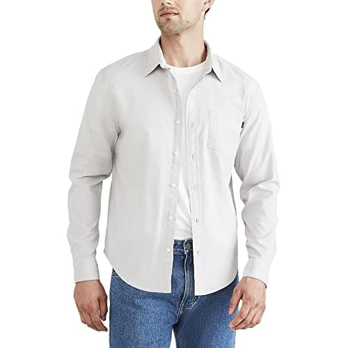 Dockers Men's Regular Fit Long Sleeve Casual Shirt (Standard and Big & Tall), Foil Grey, XX-Large