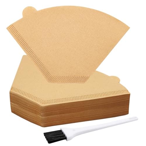 Coffee Filter #2, 100 Count 2-6 Cup Cone Unbleached Disposable Filters with White Brush,Compatible with Pour Over Coffee Maker