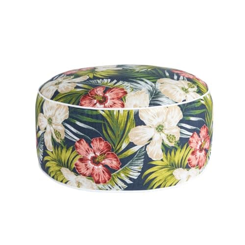 Magpie Fabrics Indoor/Outdoor Inflatable Stool Ottoman Pouf, Water Repellent Round Footrest Footstool D20 xH9, Portable for Patio Garden Camping, Midnight Floral