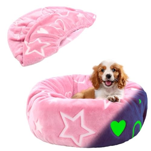 Hoopttay Flannel Round Replacement Dog Bed Cover Elastic Edged 20×9.8 Inch