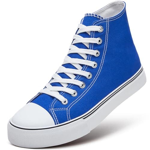 ZGR Men's High Top Canvas Sneakers Lace Up Classic Walking Shoes Blue US12