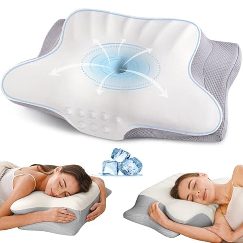 Ylekto Cervical Neck Pillow for Pain Relief - Contour Memory Foam Pillows for Sleeping, Ergonomic Pillow Side Sleeper Pillow for Neck Support, Orthopedic Bed Pillow for Side Back Stomach Sleepers