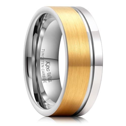 King Will Men Tungsten Rings 14K Gold Plated 8mm Size 10