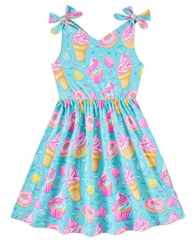 Enlifety Toddler Dress 3T 4T Girls Ice Cream Cupcake Dresses Sleeveless Donut Summer Sundress
