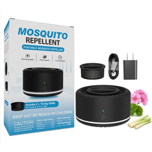 Virine Portable Mosquito Repeller Night Light, Black, 2 Refills Included