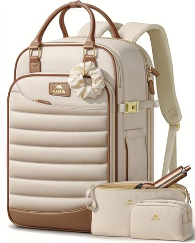 MATEIN HER Personal Item Travel Backpack for Women with Hair Tool Bag, 18x14x8 inches Underseat Luggage Backpack, TSA Approved Carry on Bags for Frontier Airline fits 17" Laptop & 40 oz Tumbler