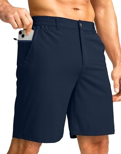 G Gradual Men's Casual Shorts 9" Lightweight Golf Shorts for Men Stretch with 3 Pockets Quick Dry Breathable Work Shorts(Navy,S)