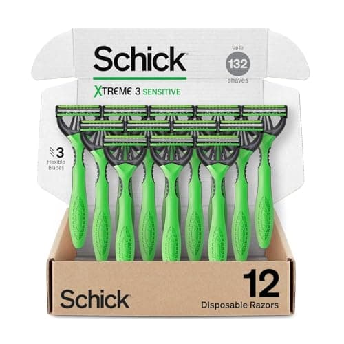 Schick Xtreme 3 Sensitive 3-Blade Disposable Razors for Men, 12ct