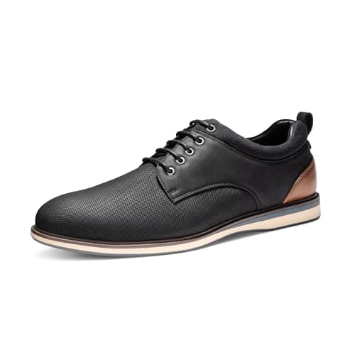 Bruno Marc Men's Casual Dress Shoes, Comfortable Sponge Lining, Removable Insole, Non-Slip TPR Outsole, Adjustable Lace-Up, Versatile for Office, Wedding, Everyday, Size 6.5,Black,LG19011M