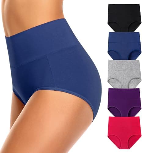 OLIKEME Tummy Control Cotton Underwear for Women Plus Size Breathable Postpartum Panties High Waisted Briefs Multicolor