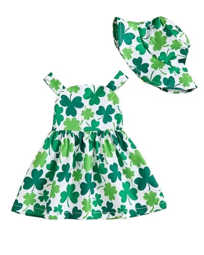 Saeaby Toddler Girl Clothes St Patricks Day Little Girl Summer Dresses Green Shamrock Dresses Sundress Outfits Toddler Dress for Girls 2T 3T Girls Clothes