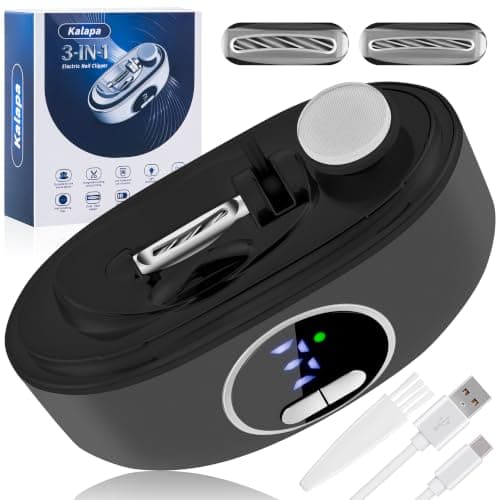 Electric Nail Clipper File Toenail Trimmer Upgraded 3 in 1 Automatic - with Polishing, Dust Storage & LED Light, Safe for Seniors, Adults, Kids & Baby, Gifts for Women Men Mom Baby Adult Senior