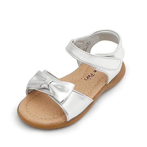 DREAM PAIRS Girls Sandals Fashion Bow Summer Shoes for Toddler/Little Kid,Size 5 Toddler,Silver,KSD213
