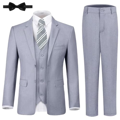 Boys' Suits Kids Formal Tuxedo Slim Fit Suit Set Light Grey Teenager Suits for Boys Wedding Ring Bearer Outfit Size 2T