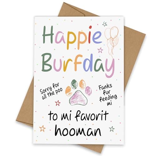 Harmora Funny Birthday Card From Dog Cat,Happy Birthday To My Favourite Human Cards