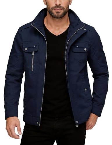 wantdo Men's Light Jacket Business Windproof Casual Jacket Blue XXL
