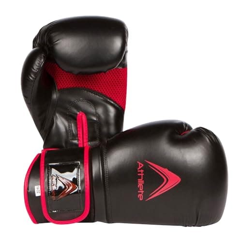 Athllete Men's Boxing Gloves - 14 oz Training, Black/Red