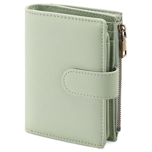 GAEKEAO Small Wallet Women Vegan Leather RFID Blocking Bifold Ladies Compact Card Holder with Zipper Pocket & ID Window