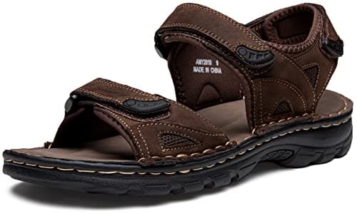 Jousen Men's Sandals Leather Arch Support Fisherman 2010 Dark Brown 11