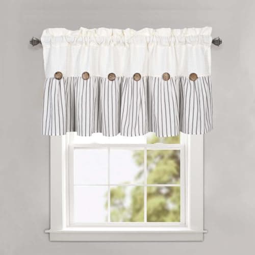 DOSLY IDÉES Rustic Farmhouse Valance, Gray Striped, 52x18in