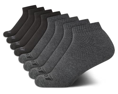 AND1 Boys Quarter Socks - 8 Pack Moisture Wicking Cushioned Athletic Basketball and Running Socks for Boys (Sizes: S-L), Size Small-Medium, Grey/Black