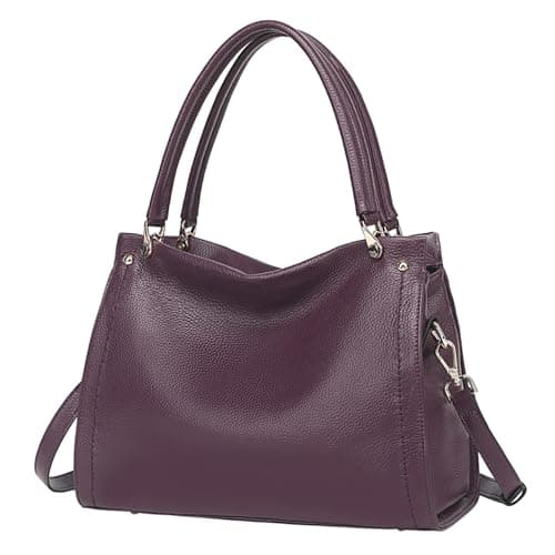 KOGTLA Medium Genuine Leather Tote Handbags for Women, Ladies Soft Satchel Shoulder Purses, Two-Handle Hobo Bags