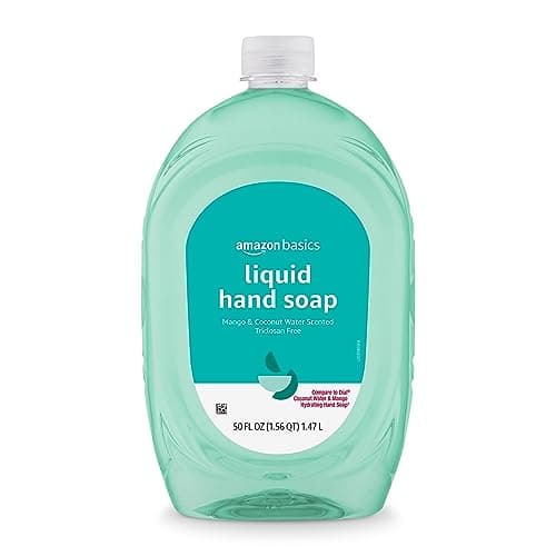 Amazon Basics Liquid Hand Soap Refill, Mango and Coconut Water Scent, Triclosan-Free, Dermatologist Tested, pH Balanced, Paraben-Free, 50 Fl Oz (Pack of 1) (Previously Solimo)