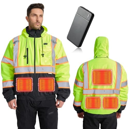 SRsafety Heated Jacket, Waterproof High Visibility Safety Jacket for Men With Pockets, Reflective