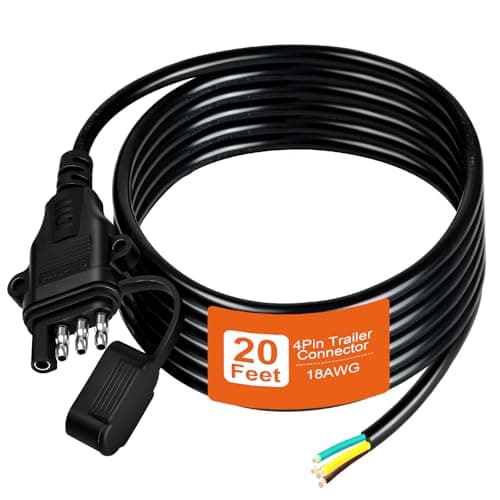 Gubrdfrsod 18AWG 20FT 4 Pin Trailer Connector Pure Copper 4Pin Trailer Wire