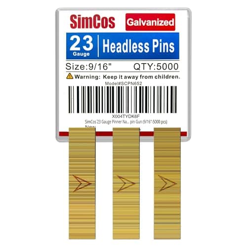 SimCos 23 Gauge Headless Pin Nails 9/16 Inch, 5000-Pack