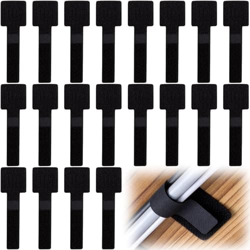 SmallCat 20pcs Hook and Loop Cable Ties, 3.55 Inch Self Adhesive Cable Management Straps for Desktop Network Wires, Adjustable Reusable Appliances Cord Organizer for Office Home Desk - Black