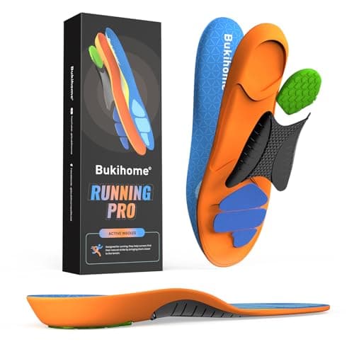 Bukihome Sports Insoles for Running & Basketball - Lightweight Athletic Shoe Inserts with Shock Absorption, Energy Return Tech & Arch Support - Enhanced Performance for Men/Women -S