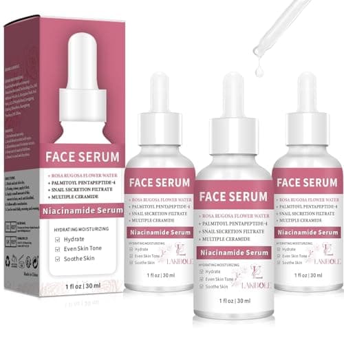 LAKIBOLE 3 Pack 5% Niacinamide Serum with 5% Damascus Rose Floral Water (1fl.oz/30ml Each)