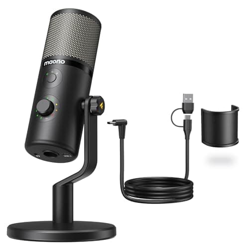 MAONO USB Microphone for Gaming Streaming, Podcast Condenser mic with 3 Polar Patterns Software for Twitch TikTok YouTube Discord, Profession Studio Recording Mic for Computer PC Mac DM50