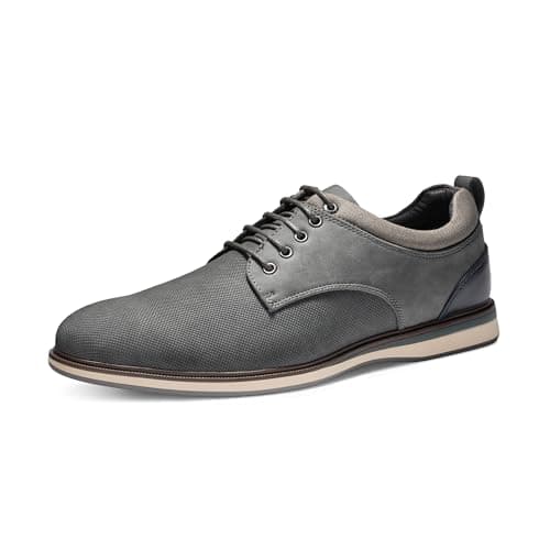 Bruno Marc Men's Casual Dress Shoes, Comfortable Sponge Lining, Removable Insole, Non-Slip TPR Outsole, Adjustable Lace-Up, Versatile for Office, Wedding, Everyday, Size 6.5,Grey,LG19011M