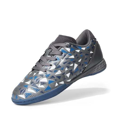 DREAM PAIRS Boys Girls Indoor Sneakers Lace Up Sport Athletic Casual IC Youth Futsal Football Soccer Shoes for Little/Big Kid,Size 11 Little Kid,Grey/Royal/Blue,SDSO2412K