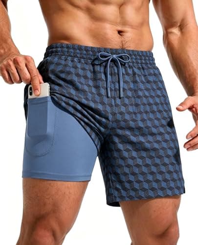 CoozySphere Men's 2 in 1 Athletic Running Shorts Quick Dry 5 Inch Lightweight Workout Gym Shorts with Liner and Pockets S
