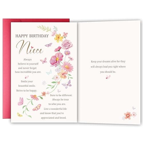 YIWANSIN Happy Birthday Card Gifts for Niece, Niece Birthday Card from Aunt or Uncle