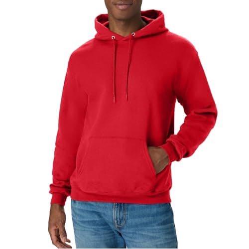Hanes Men's Pullover EcoSmart Hooded Sweatshirt, Deep Red, Small