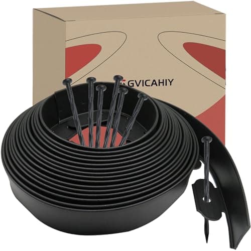 Landscape Edging, No Dig Garden Edging for Lawn Edging,Landscape Border Passway Border and Flower Bed Border (Plastic Stakes, Black-33feet)