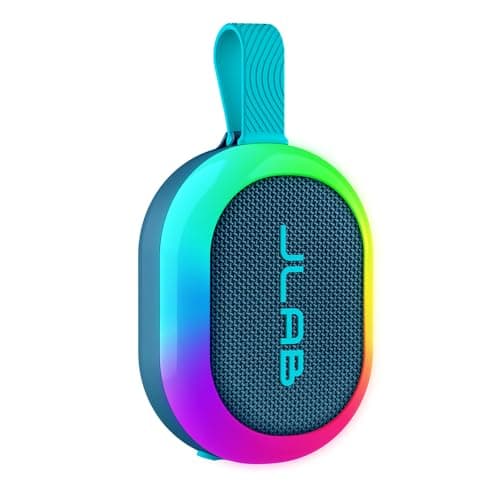 JLab, Pop Party, Portable Bluetooth Speaker, Waterproof, RGB LED Lighting, Navy